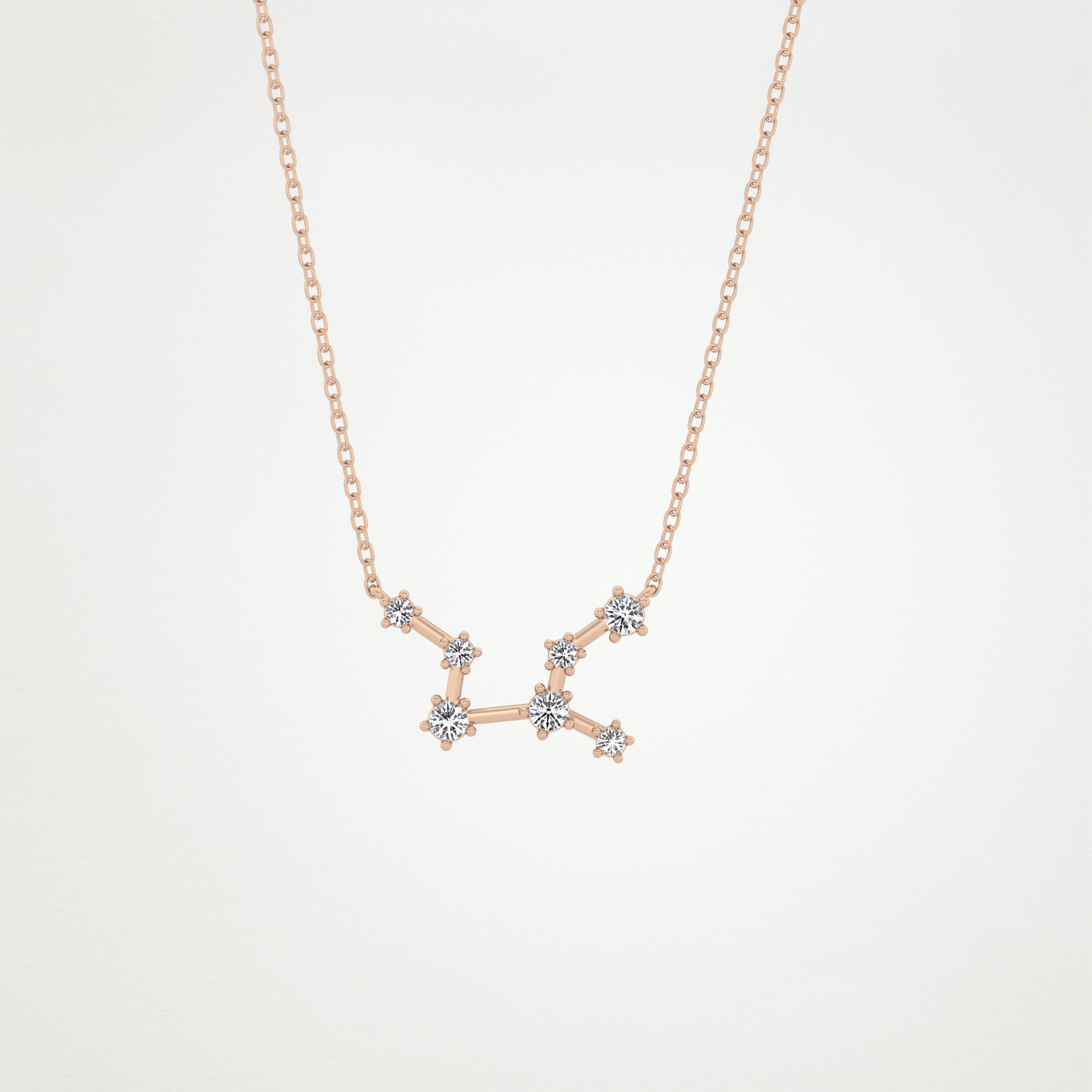 0.103 TCW Round Lab Grown Diamond Virgo Zodiac Constellation Necklace