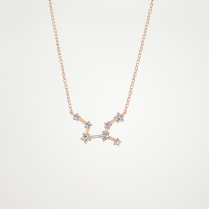 0.103 TCW Round Lab Grown Diamond Virgo Zodiac Constellation Necklace