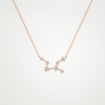0.103 TCW Round Lab Grown Diamond Virgo Zodiac Constellation Necklace