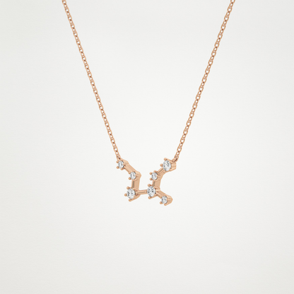 0.103 TCW Round Lab Grown Diamond Virgo Zodiac Constellation Necklace