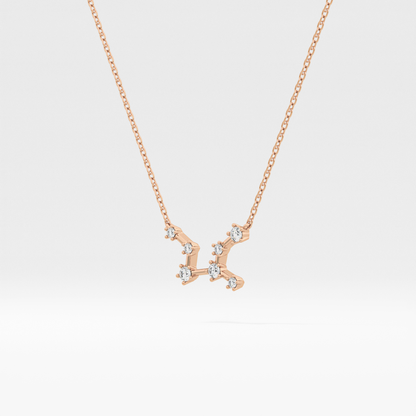 0.103 TCW Round Lab Grown Diamond Virgo Zodiac Constellation Necklace