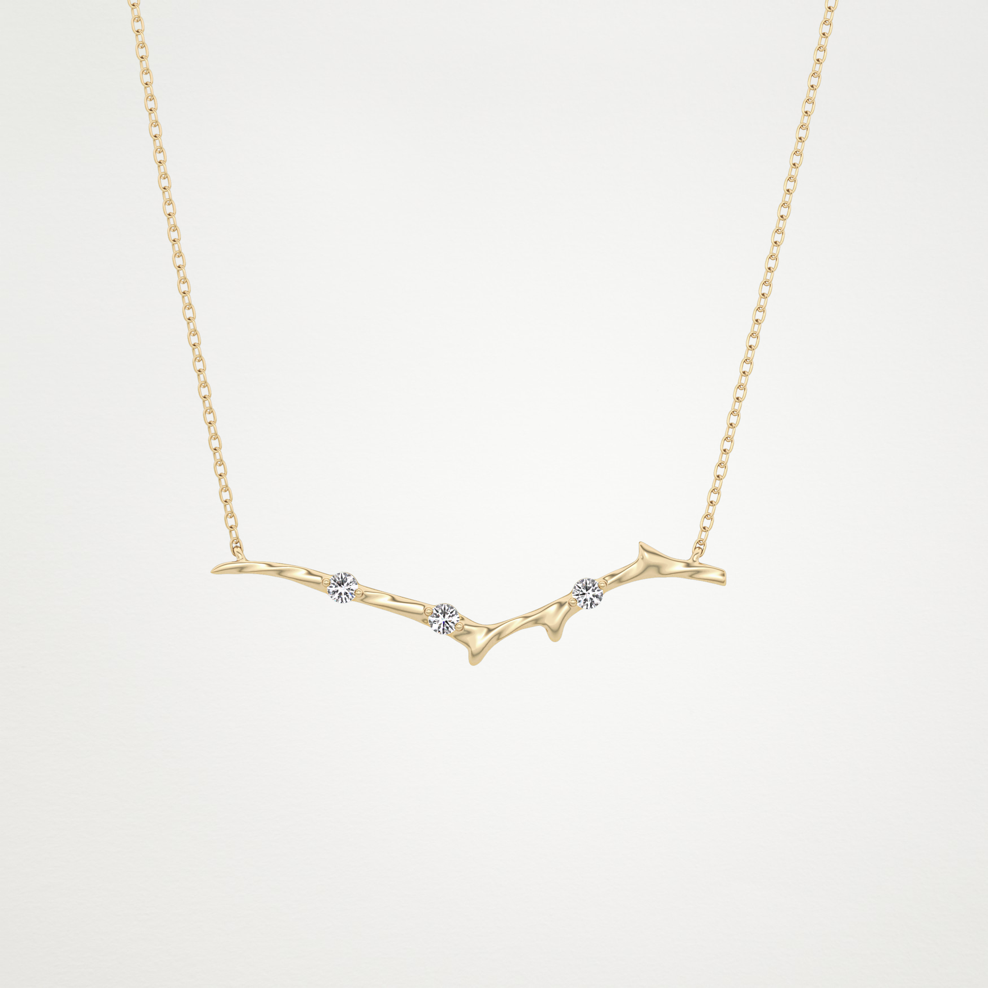 0.07 TCW Round Lab Grown Diamond Twig Necklace