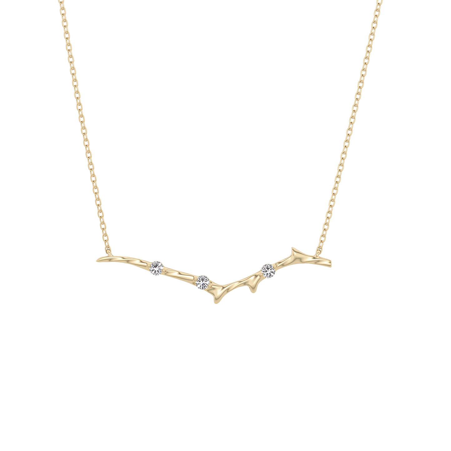 0.07 TCW Round Lab Grown Diamond Twig Necklace