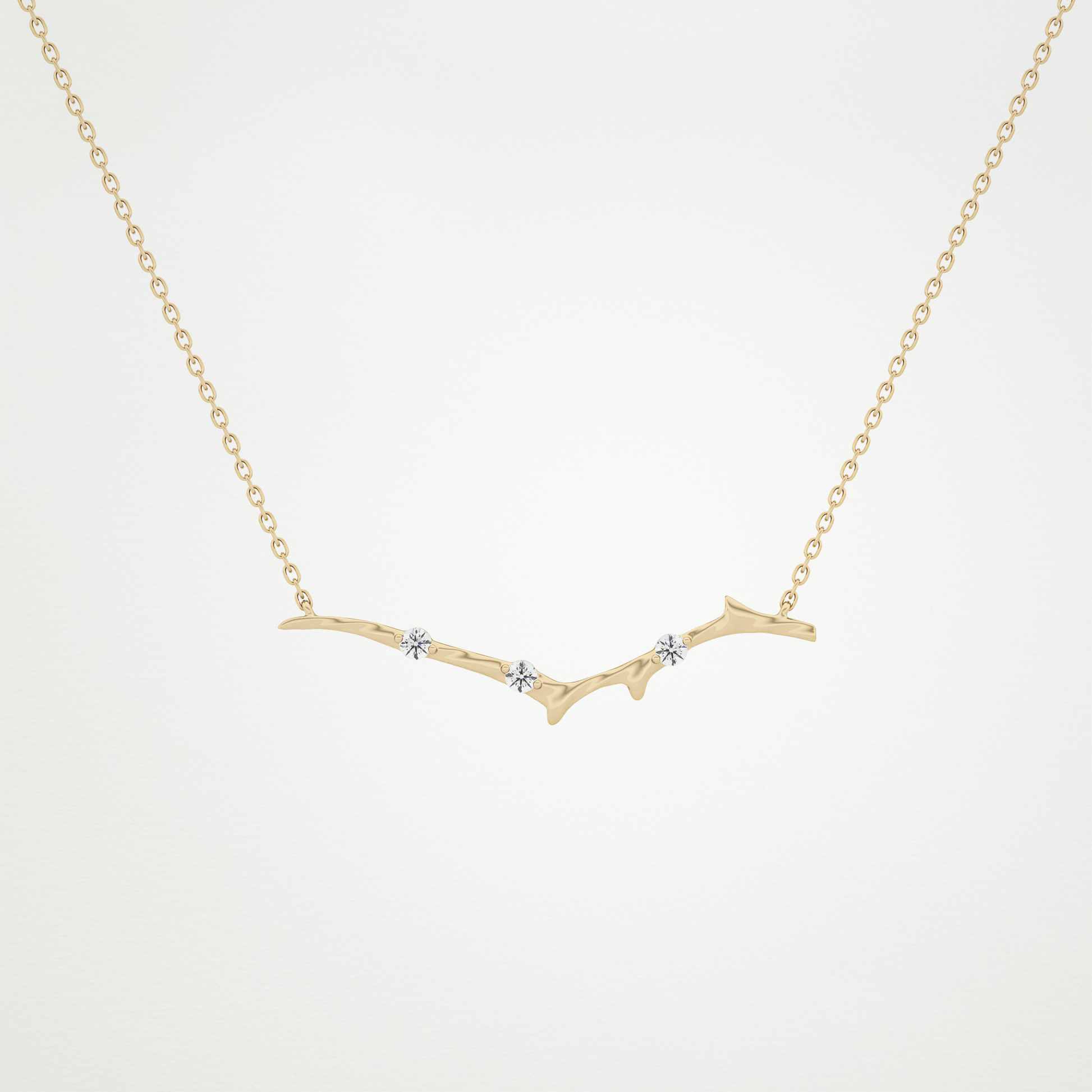 0.07 TCW Round Lab Grown Diamond Twig Necklace