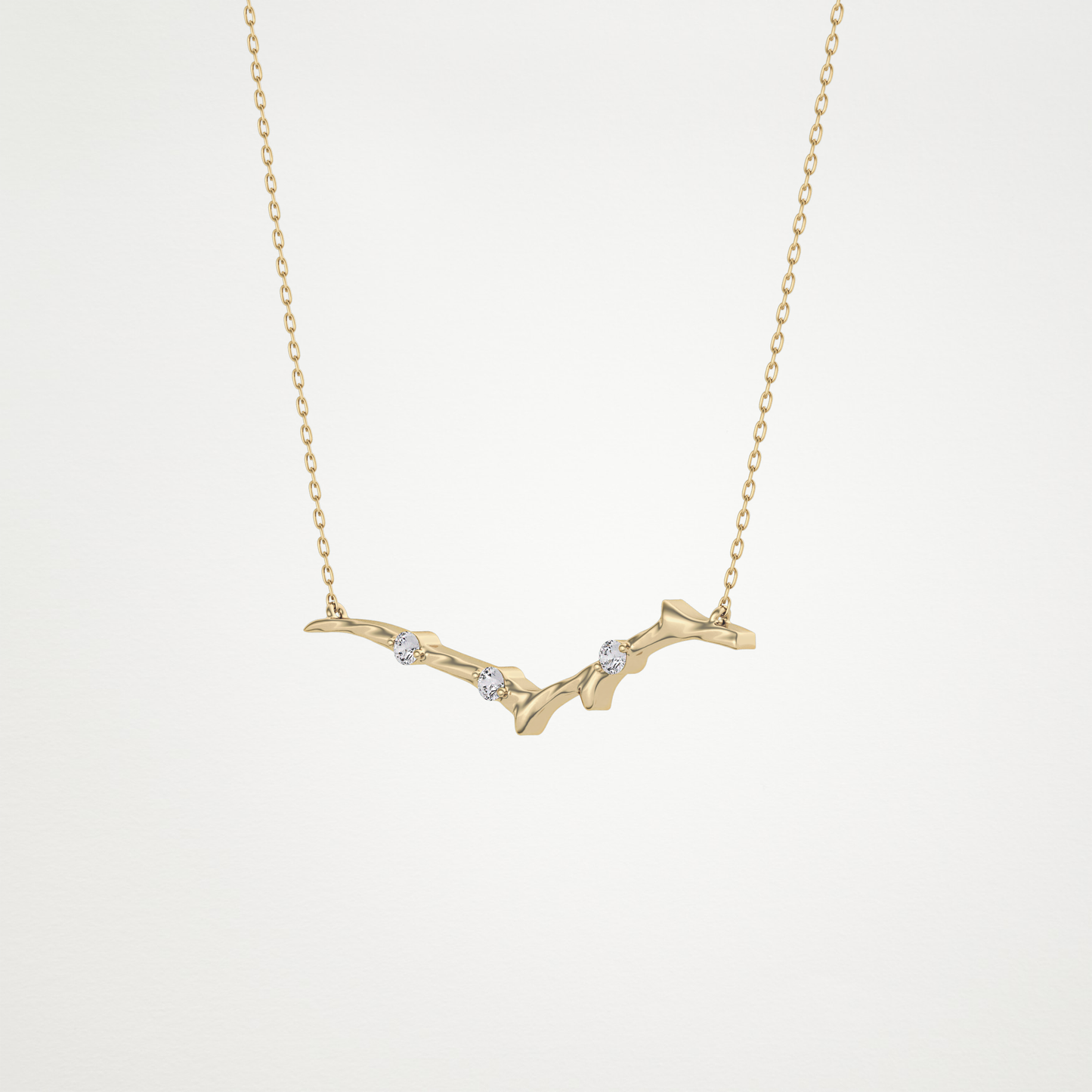 0.07 TCW Round Lab Grown Diamond Twig Necklace