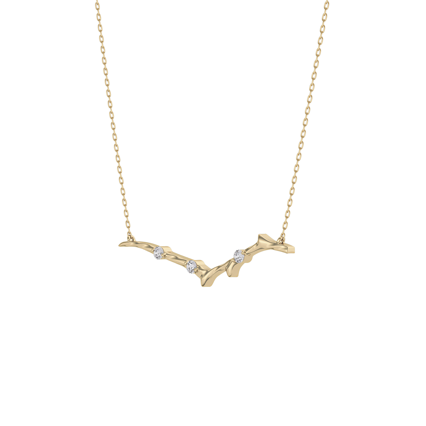 0.07 TCW Round Lab Grown Diamond Twig Necklace