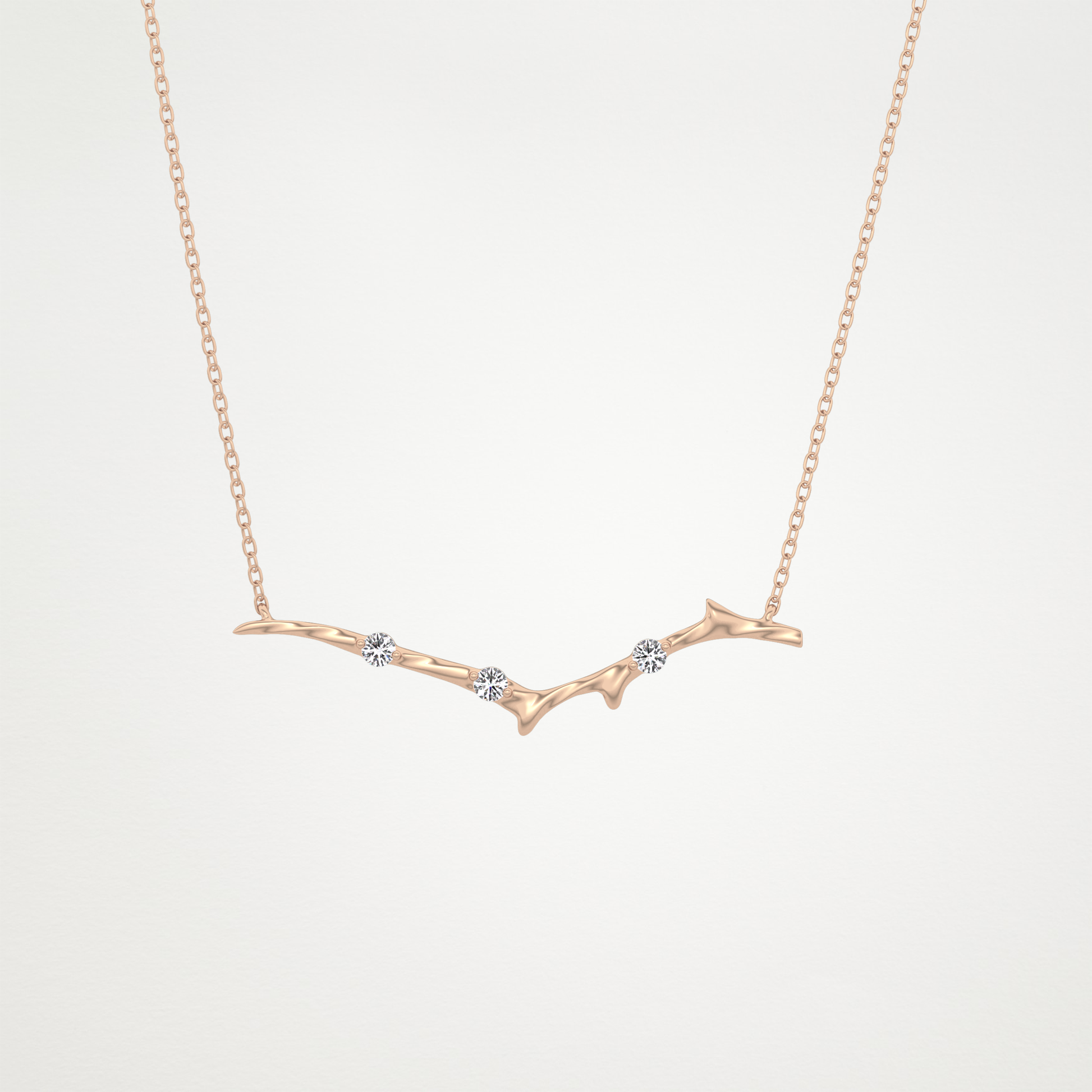 0.07 TCW Round Lab Grown Diamond Twig Necklace