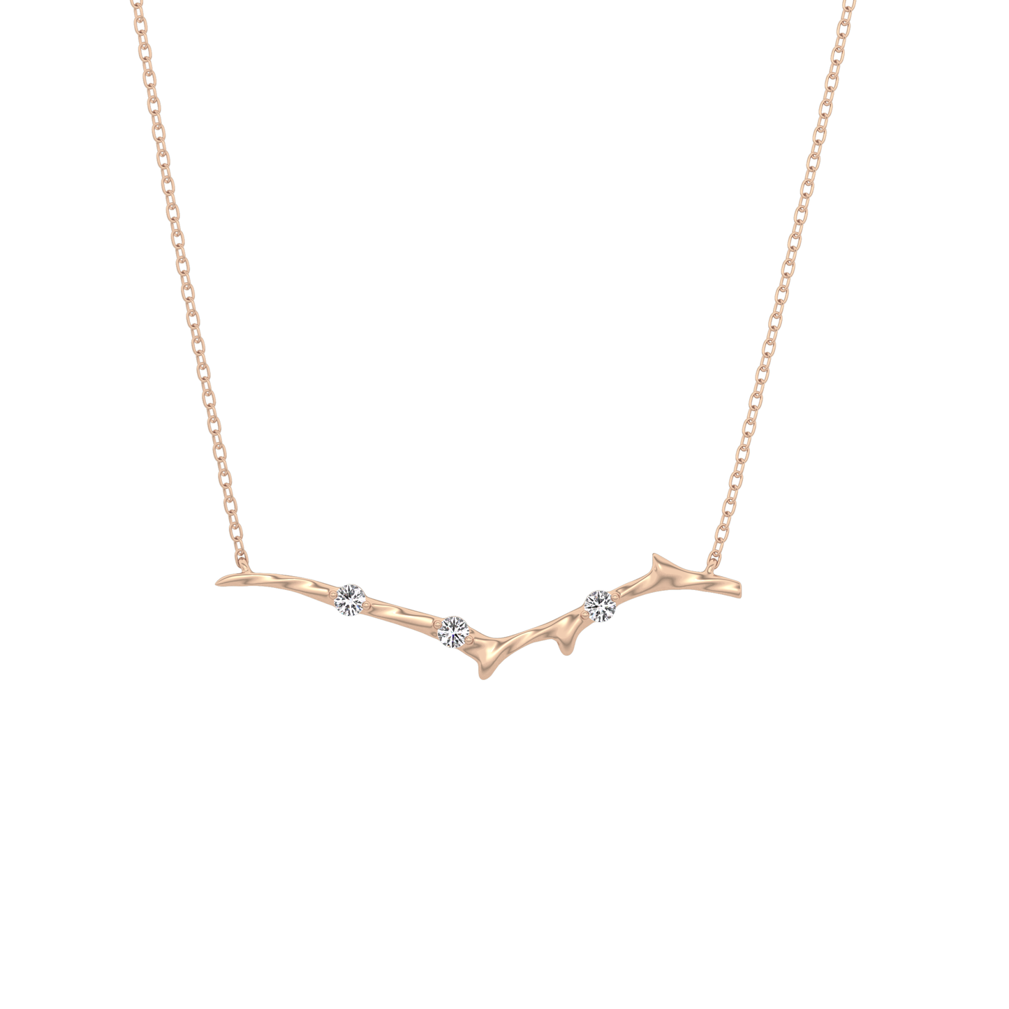 0.07 TCW Round Lab Grown Diamond Twig Necklace