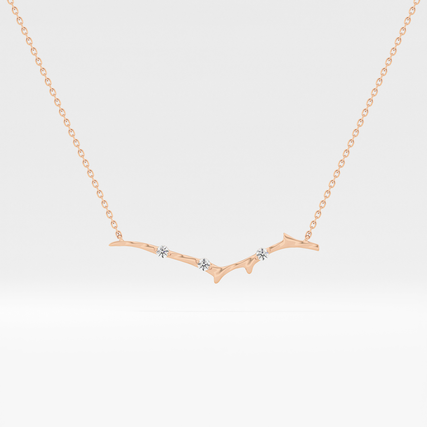 0.07 TCW Round Lab Grown Diamond Twig Necklace