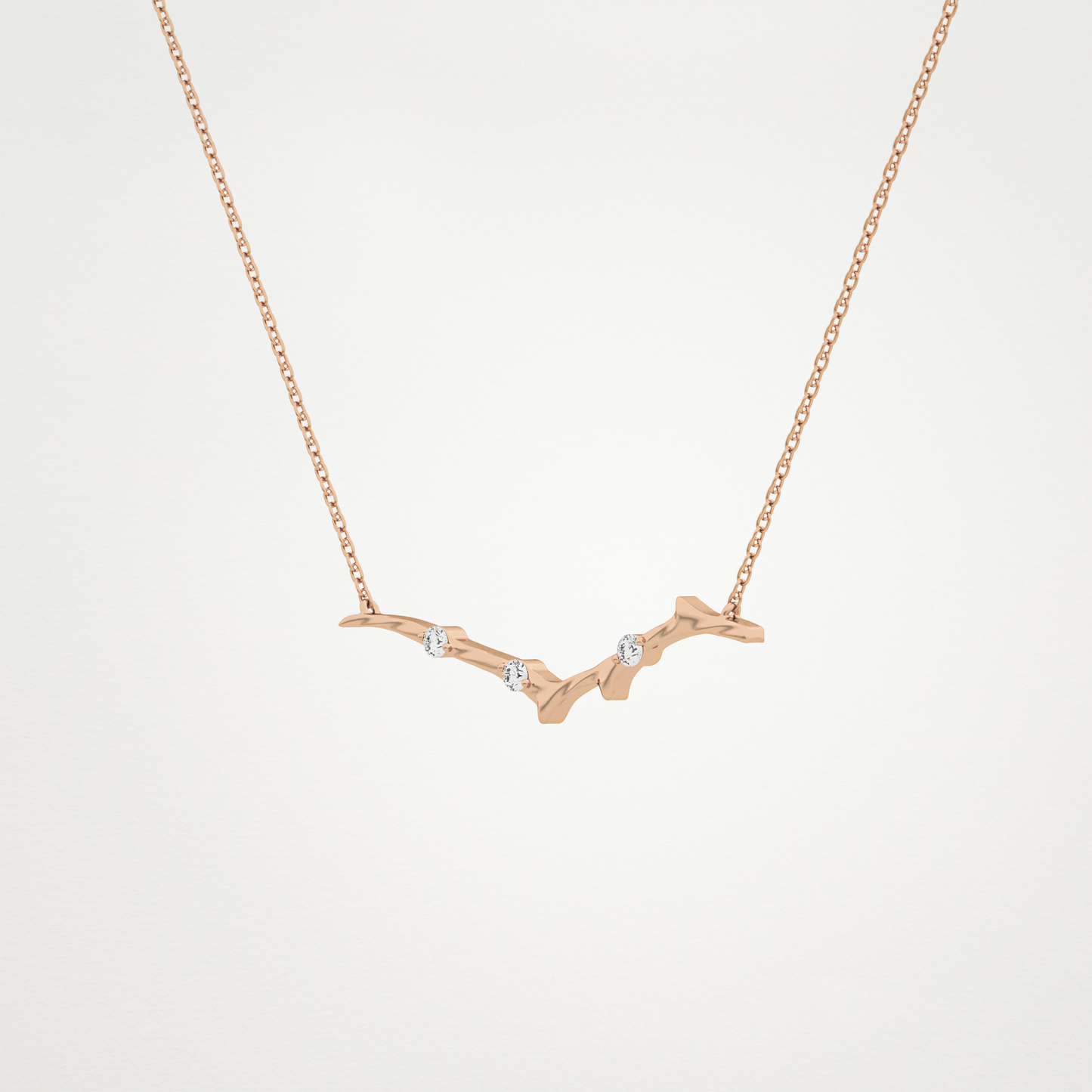 0.07 TCW Round Lab Grown Diamond Twig Necklace