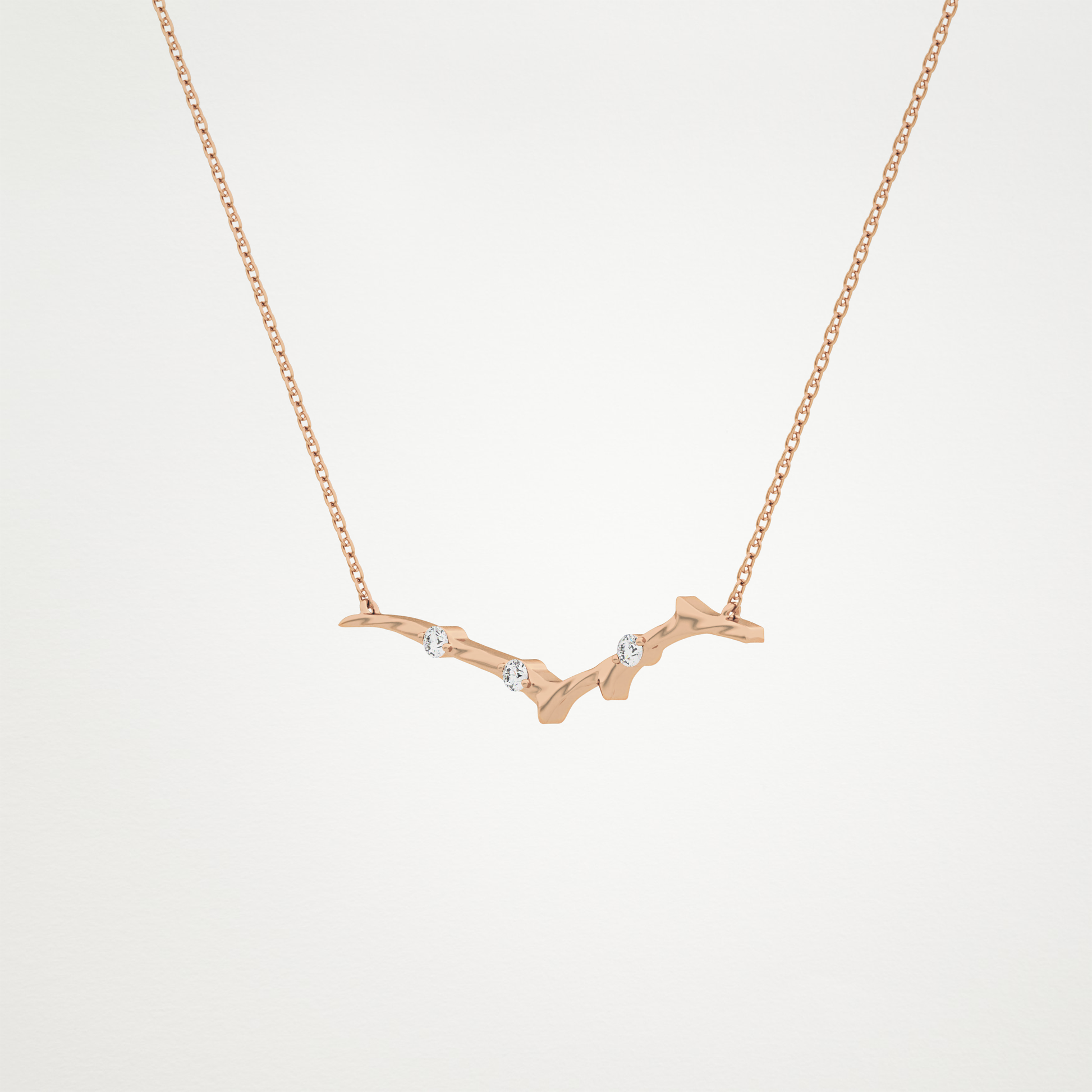0.07 TCW Round Lab Grown Diamond Twig Necklace