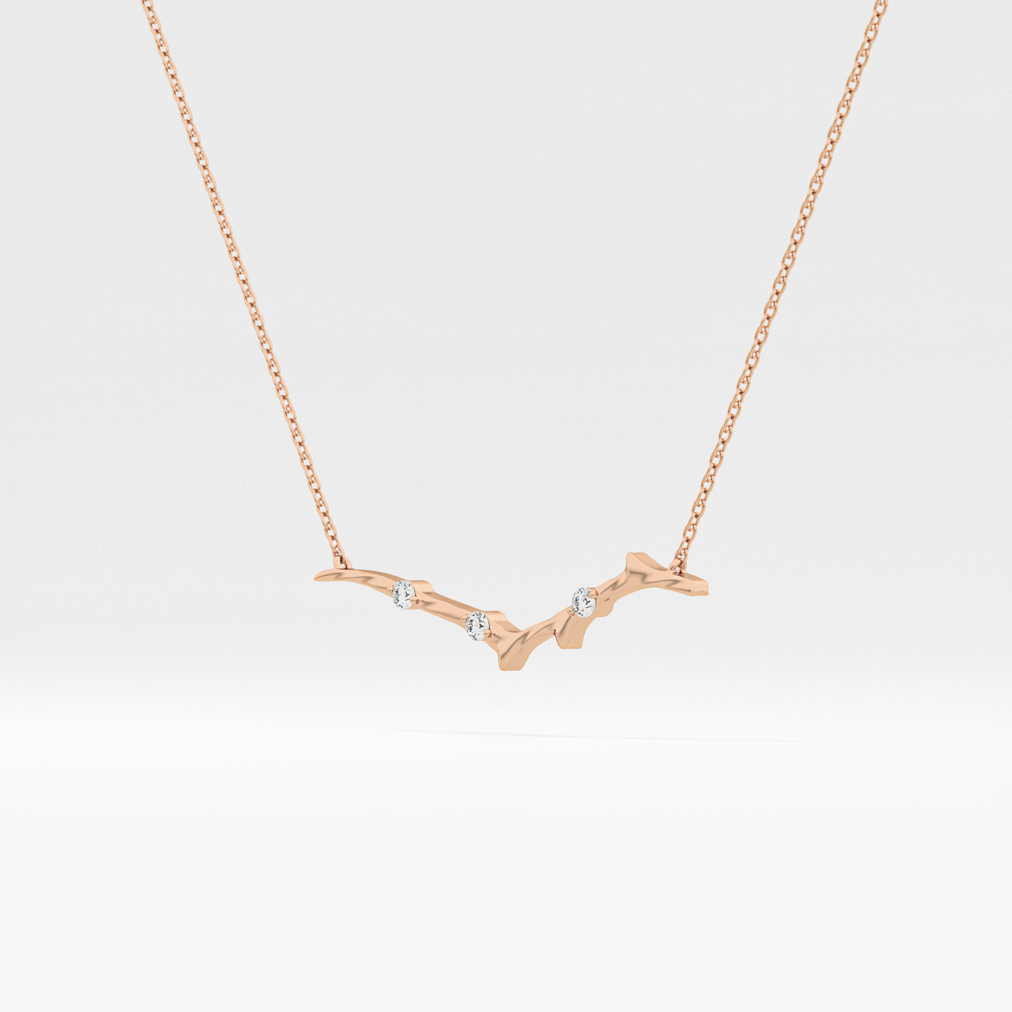 0.07 TCW Round Lab Grown Diamond Twig Necklace