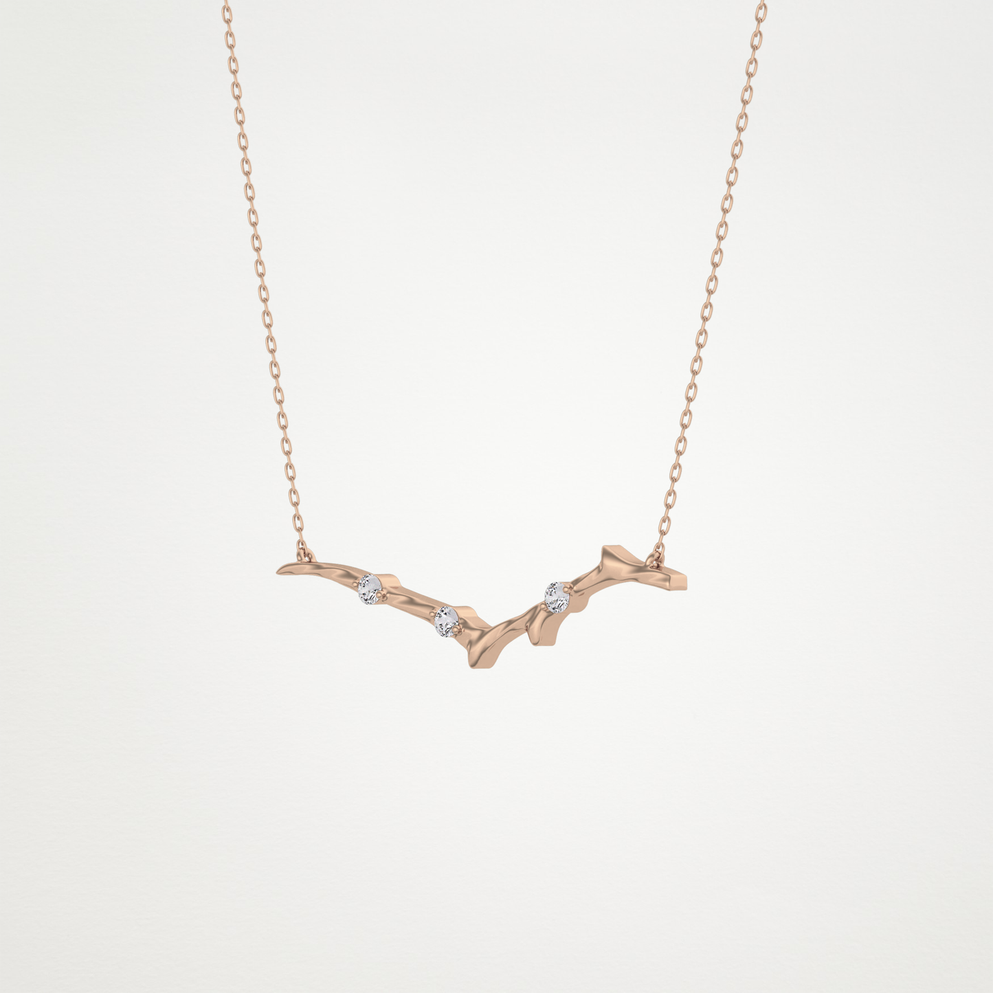 0.07 TCW Round Lab Grown Diamond Twig Necklace
