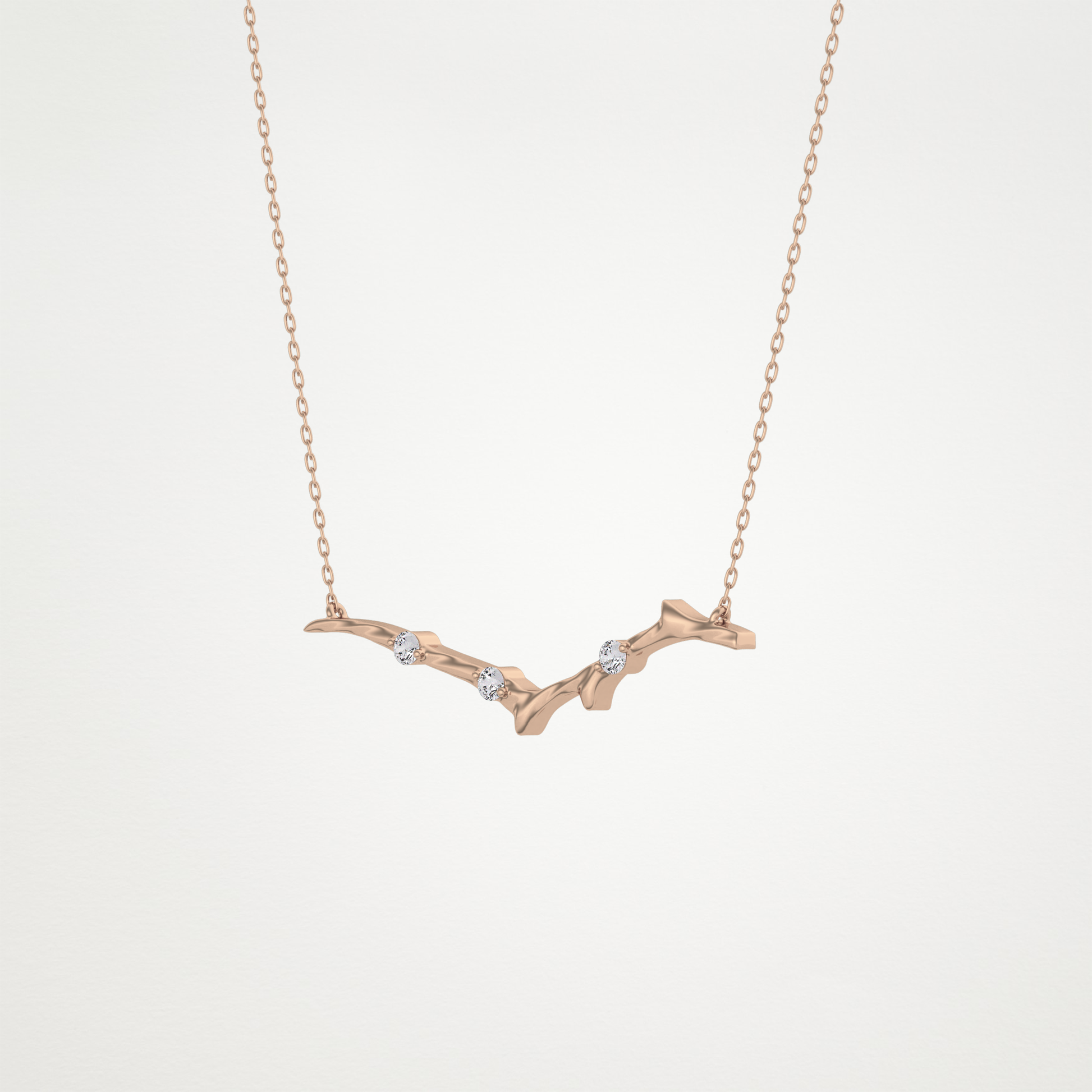 0.07 TCW Round Lab Grown Diamond Twig Necklace