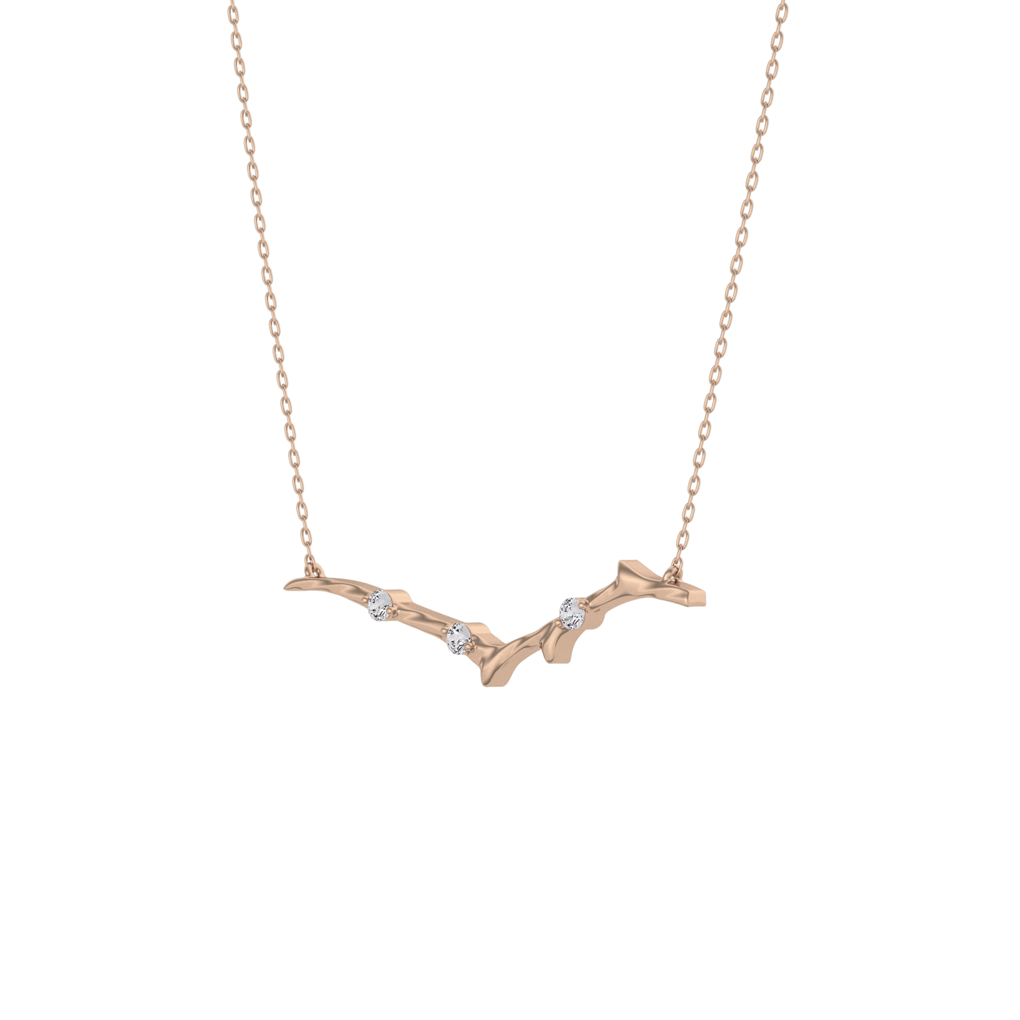 0.07 TCW Round Lab Grown Diamond Twig Necklace