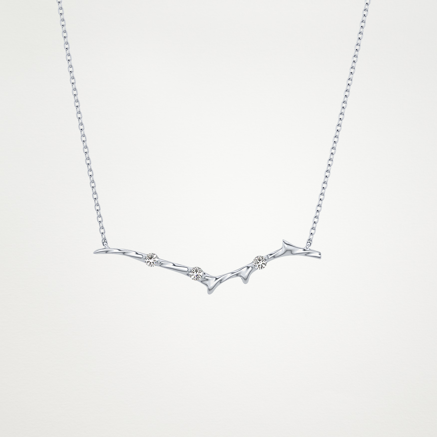 0.07 TCW Round Lab Grown Diamond Twig Necklace