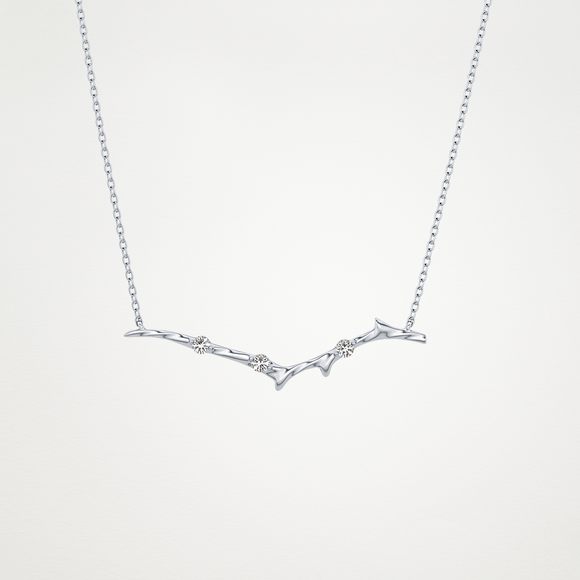 0.07 TCW Round Lab Grown Diamond Twig Necklace