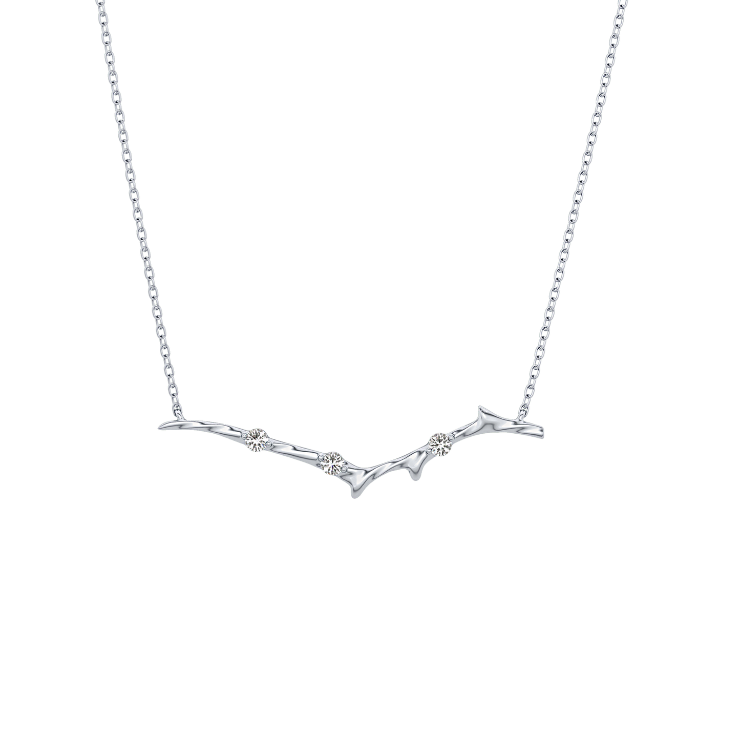 0.07 TCW Round Lab Grown Diamond Twig Necklace