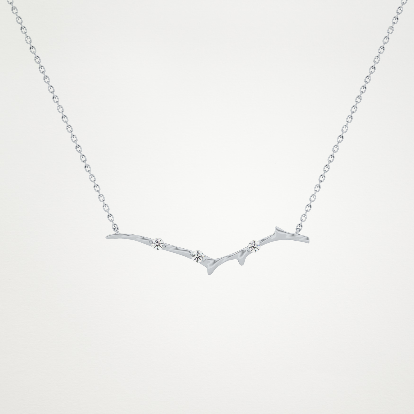 0.07 TCW Round Lab Grown Diamond Twig Necklace