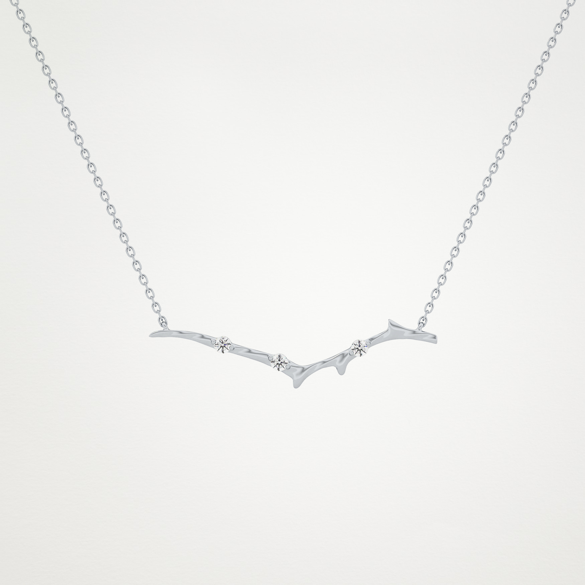 0.07 TCW Round Lab Grown Diamond Twig Necklace