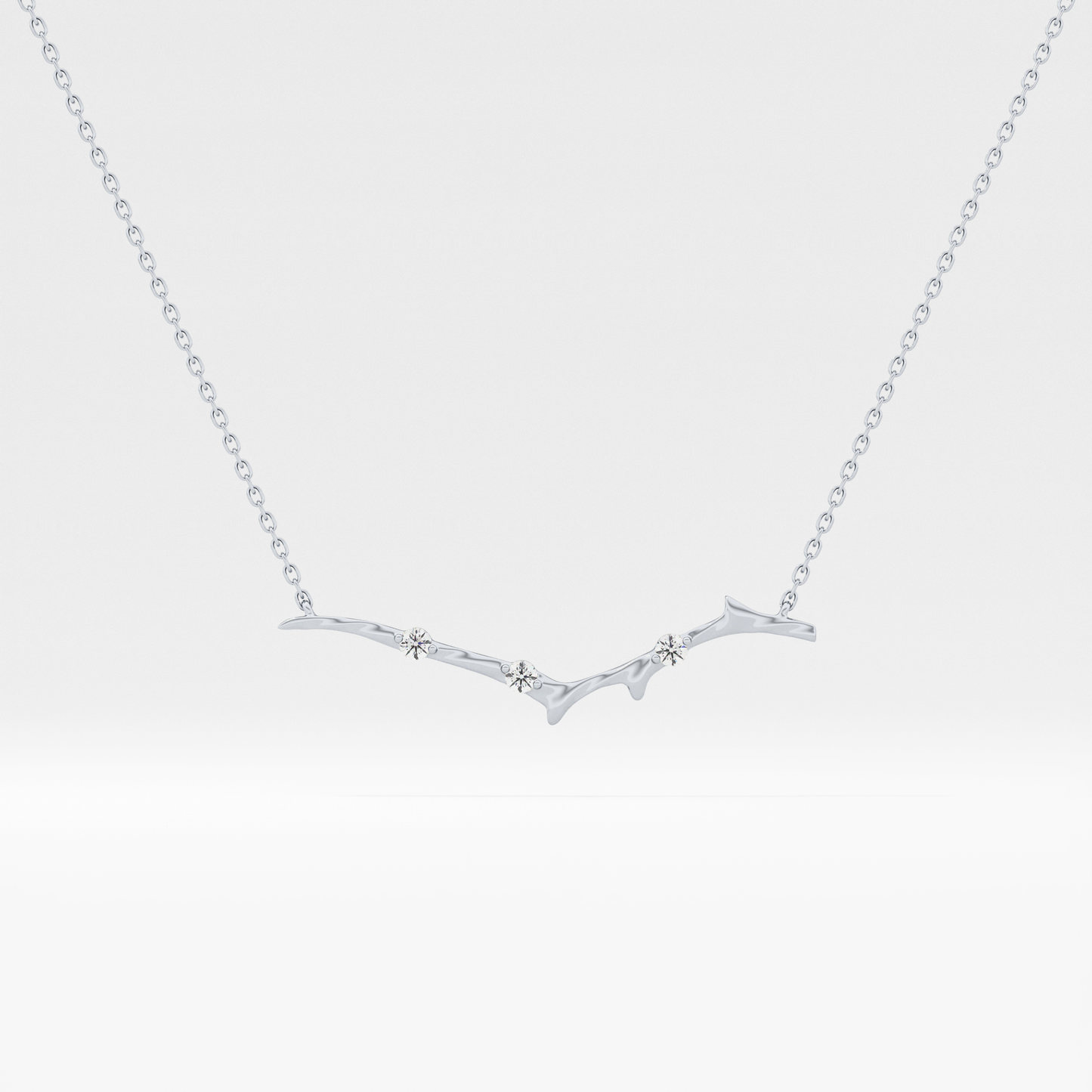 0.07 TCW Round Lab Grown Diamond Twig Necklace