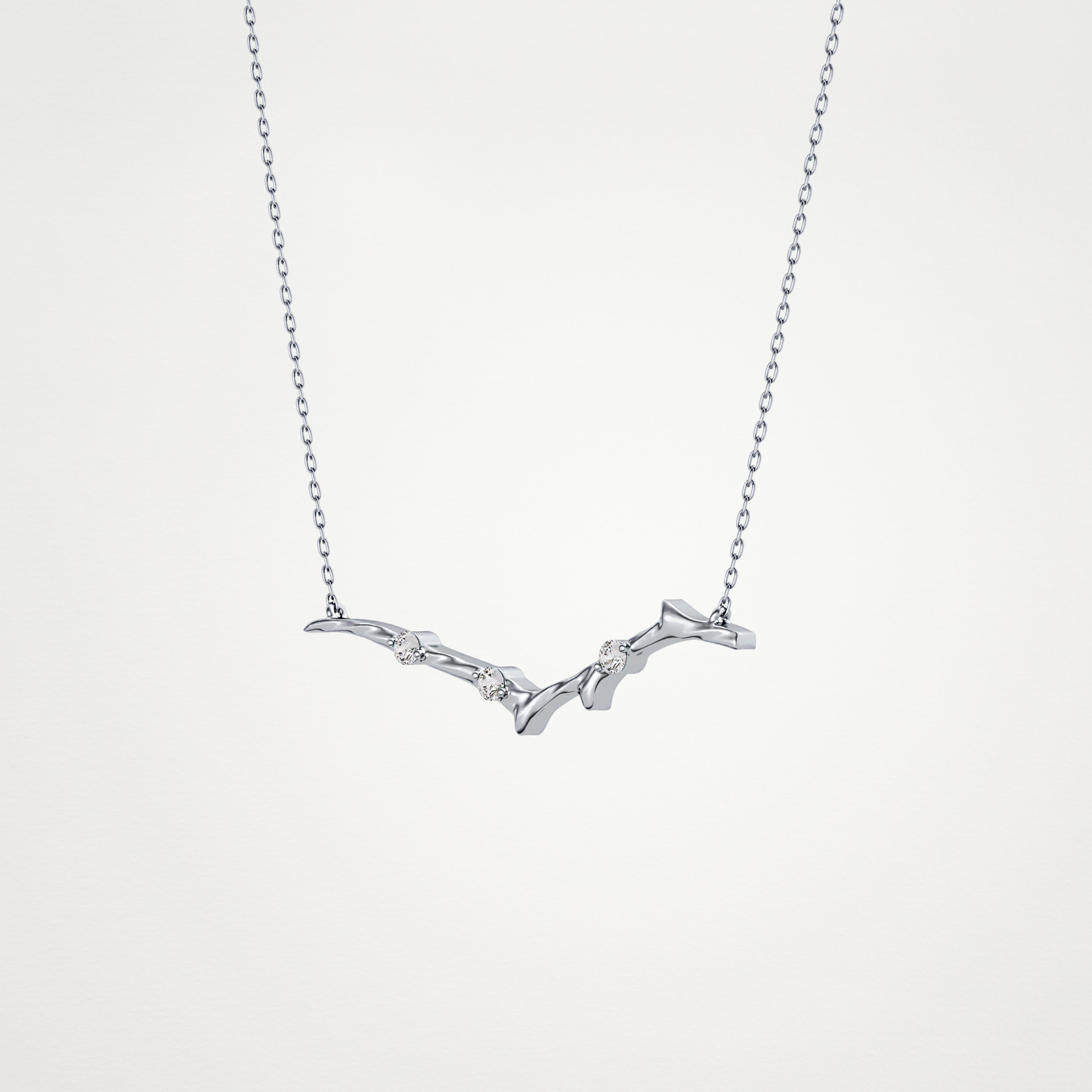 0.07 TCW Round Lab Grown Diamond Twig Necklace
