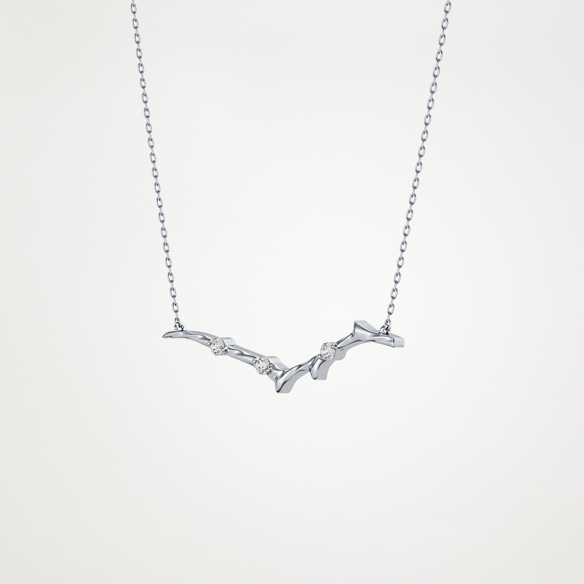 0.07 TCW Round Lab Grown Diamond Twig Necklace