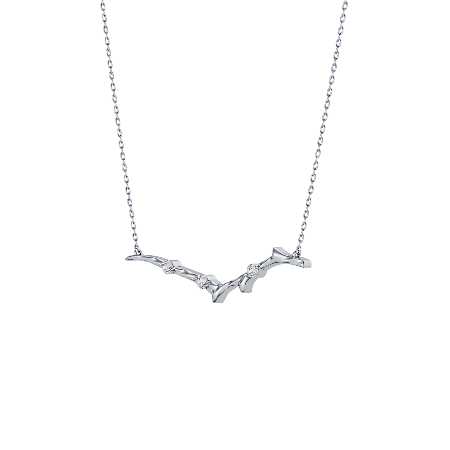 0.07 TCW Round Lab Grown Diamond Twig Necklace