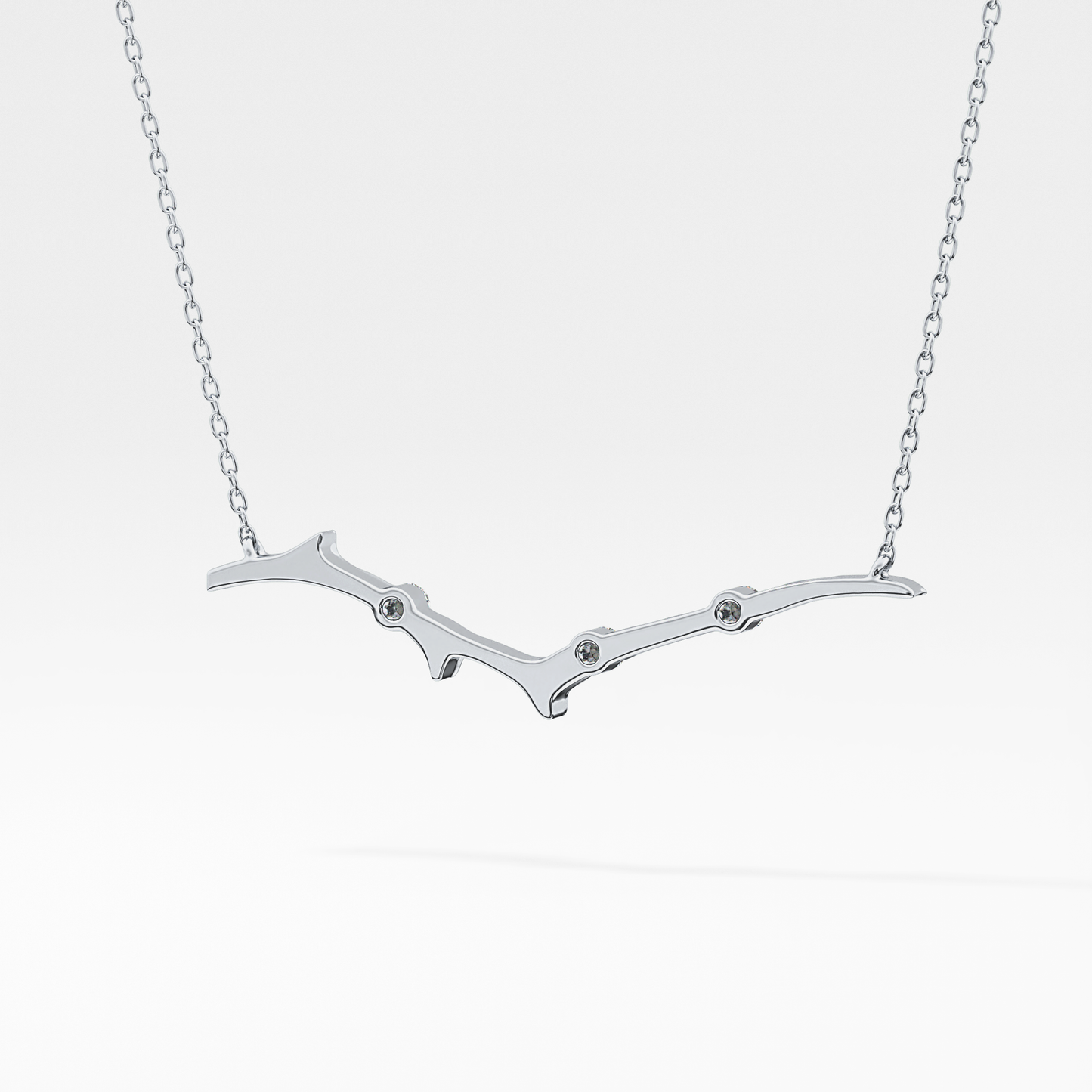 0.07 TCW Round Lab Grown Diamond Twig Necklace
