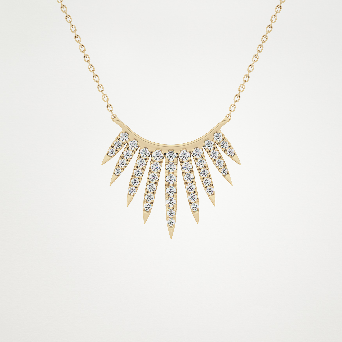 0.426 TCW Round Lab Grown Diamond Rising Sun Necklace