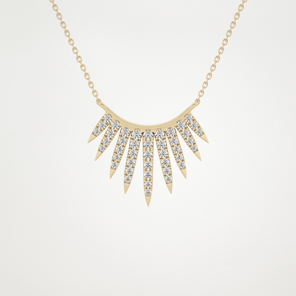 0.426 TCW Round Lab Grown Diamond Rising Sun Necklace