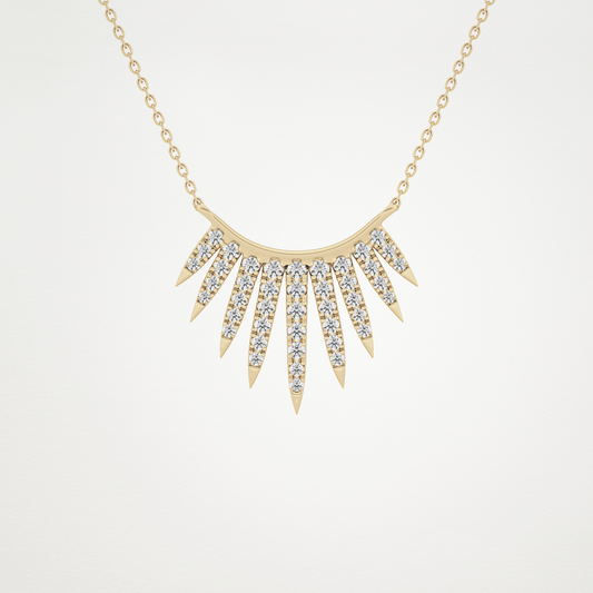 0.426 TCW Round Lab Grown Diamond Rising Sun Necklace