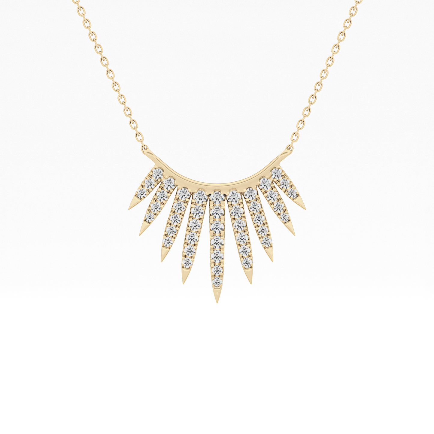0.426 TCW Round Lab Grown Diamond Rising Sun Necklace