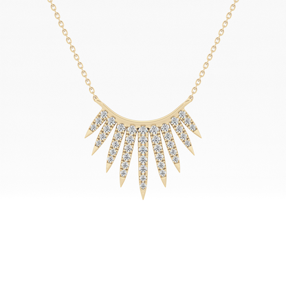 0.426 TCW Round Lab Grown Diamond Rising Sun Necklace