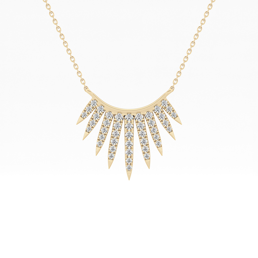 0.426 TCW Round Lab Grown Diamond Rising Sun Necklace