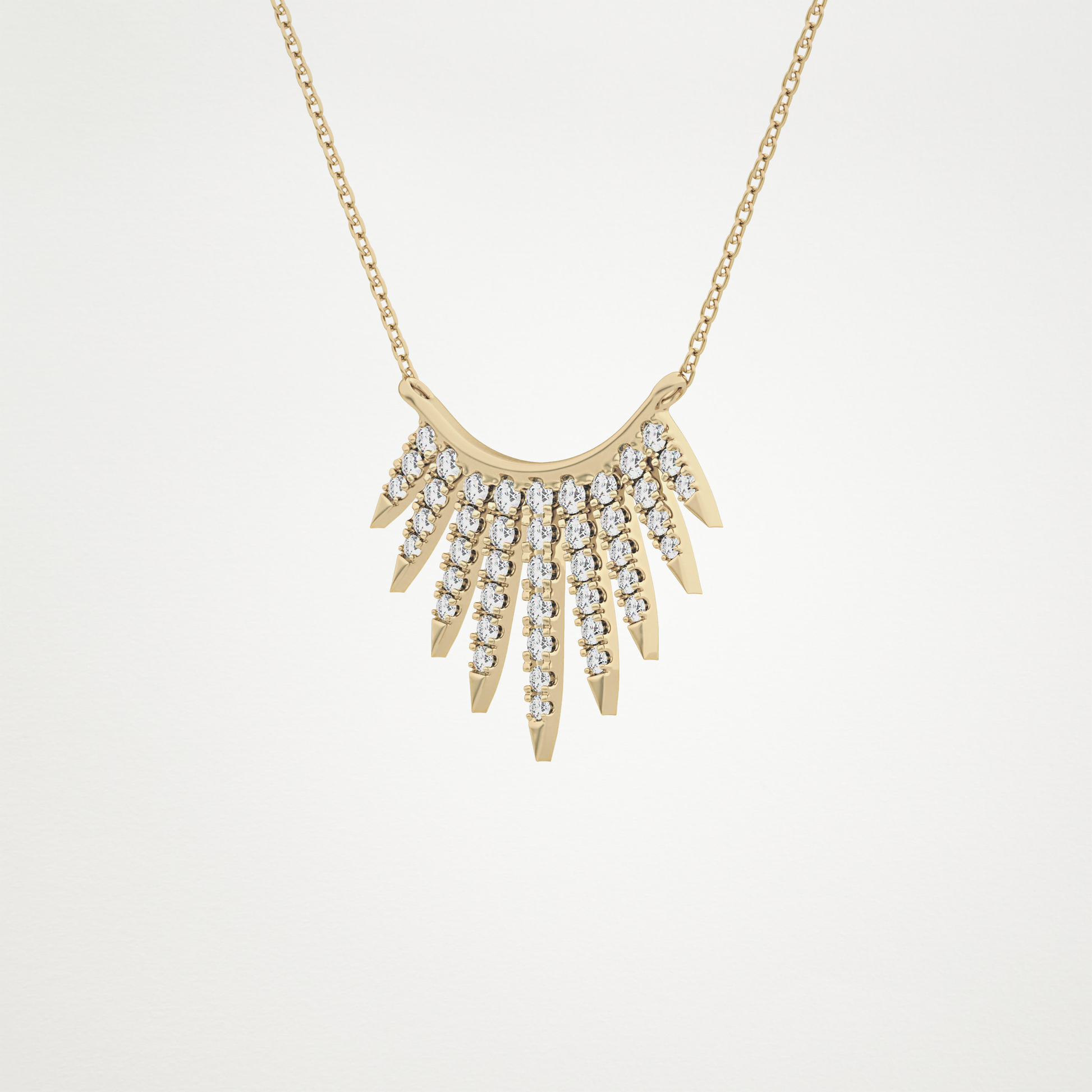 0.426 TCW Round Lab Grown Diamond Rising Sun Necklace