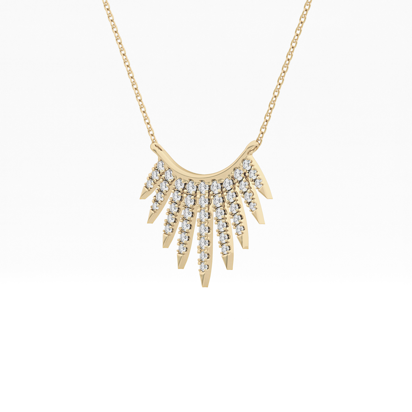 0.426 TCW Round Lab Grown Diamond Rising Sun Necklace