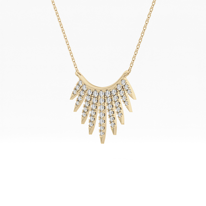 0.426 TCW Round Lab Grown Diamond Rising Sun Necklace
