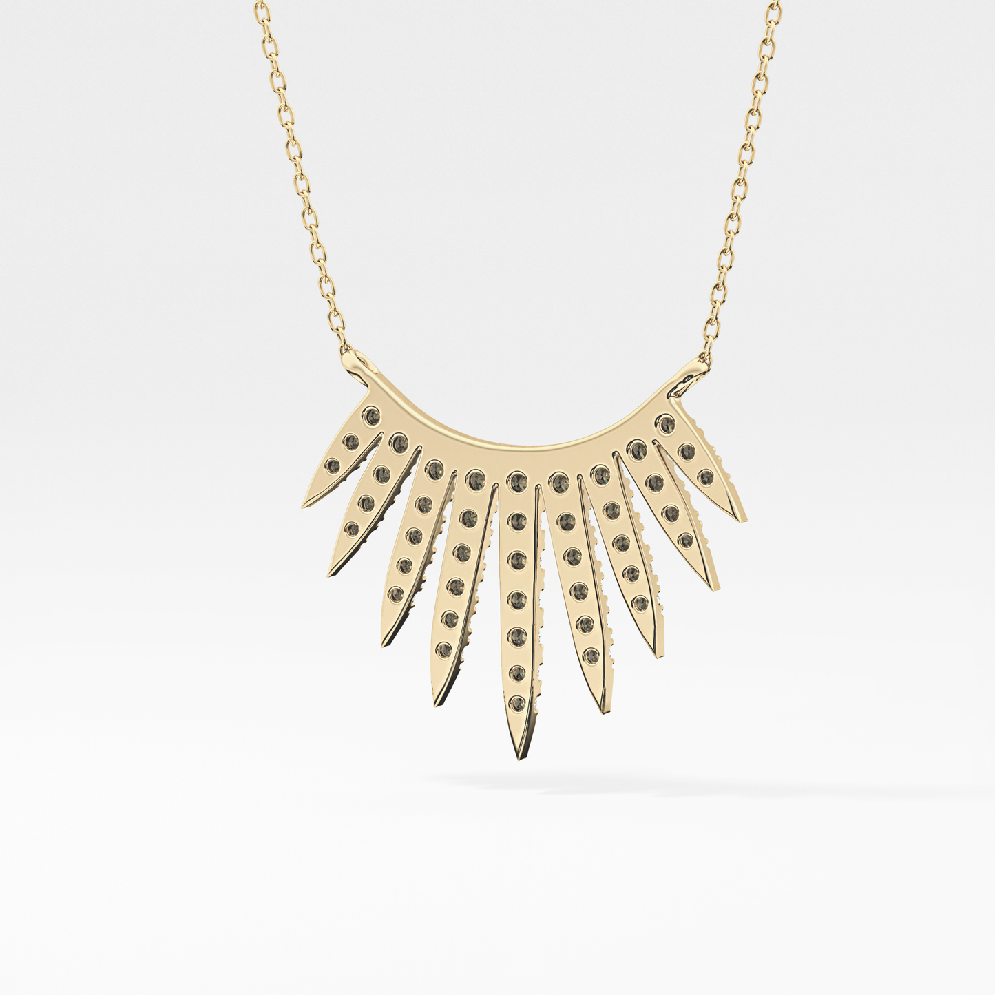 0.426 TCW Round Lab Grown Diamond Rising Sun Necklace