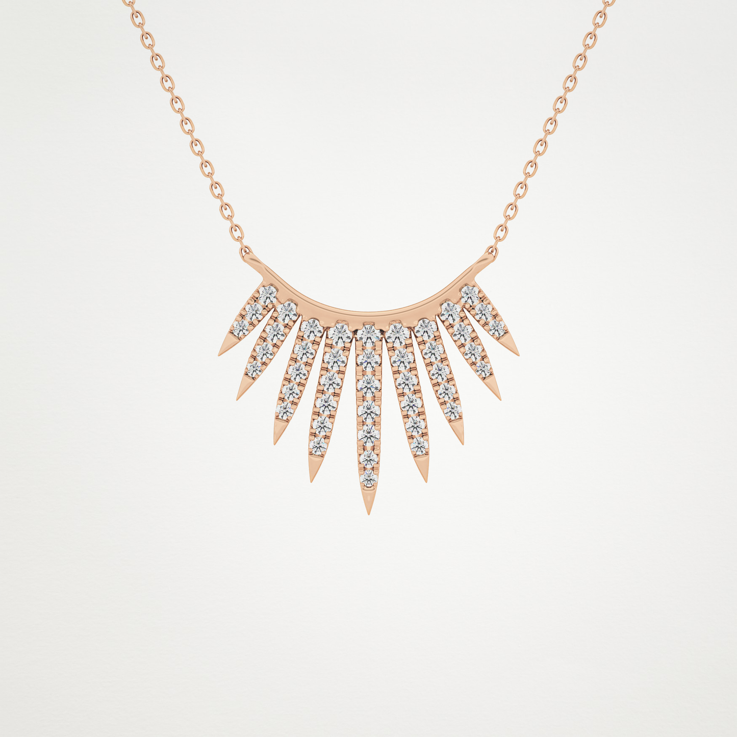 0.426 TCW Round Lab Grown Diamond Rising Sun Necklace