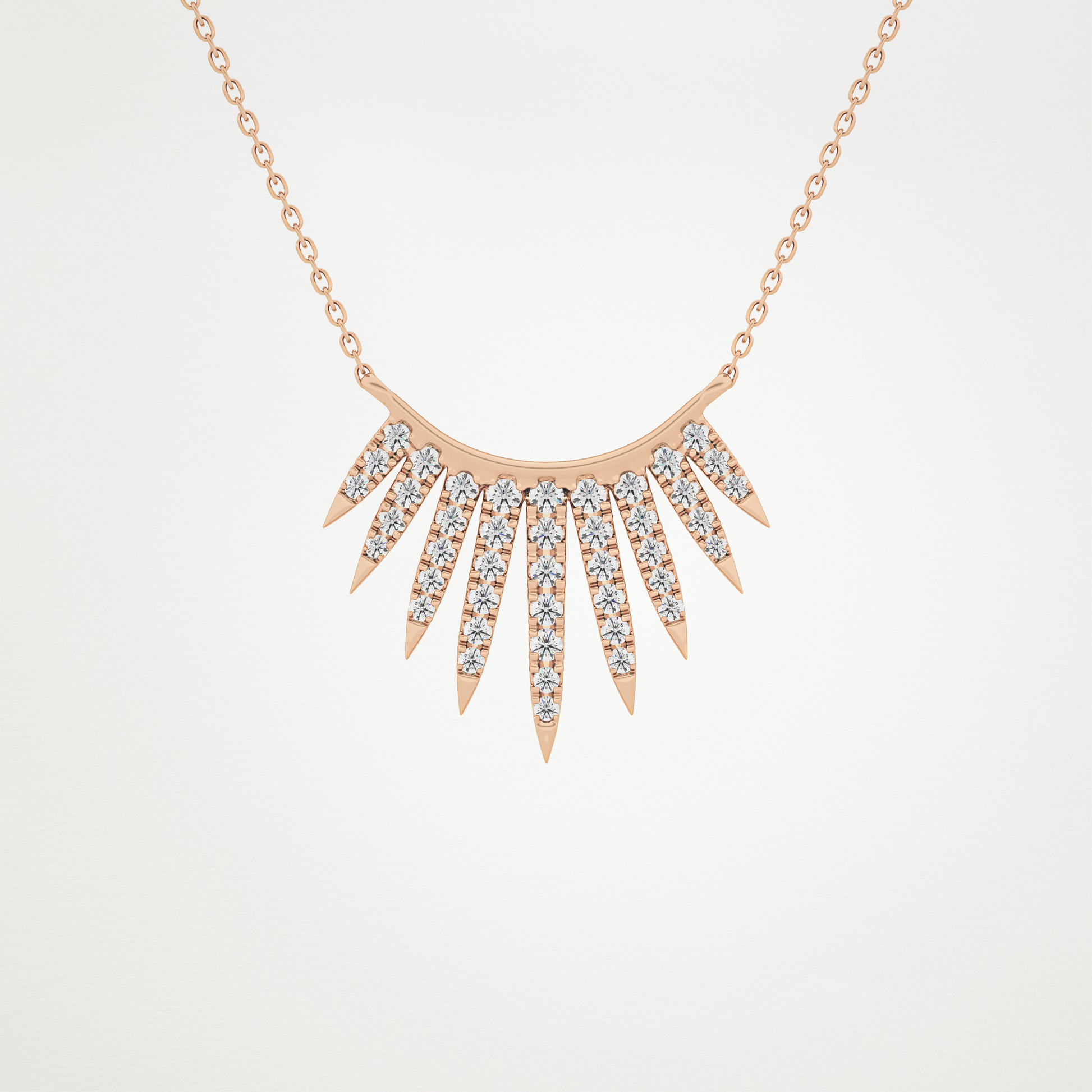 0.426 TCW Round Lab Grown Diamond Rising Sun Necklace