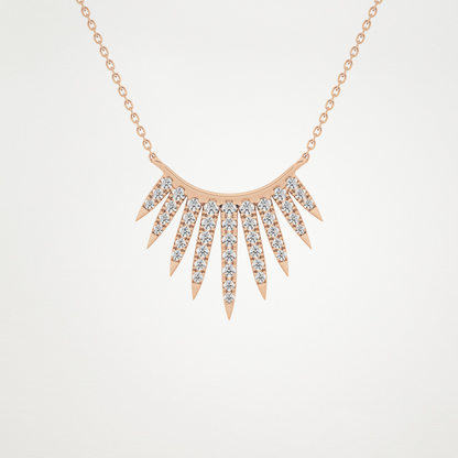 0.426 TCW Round Lab Grown Diamond Rising Sun Necklace