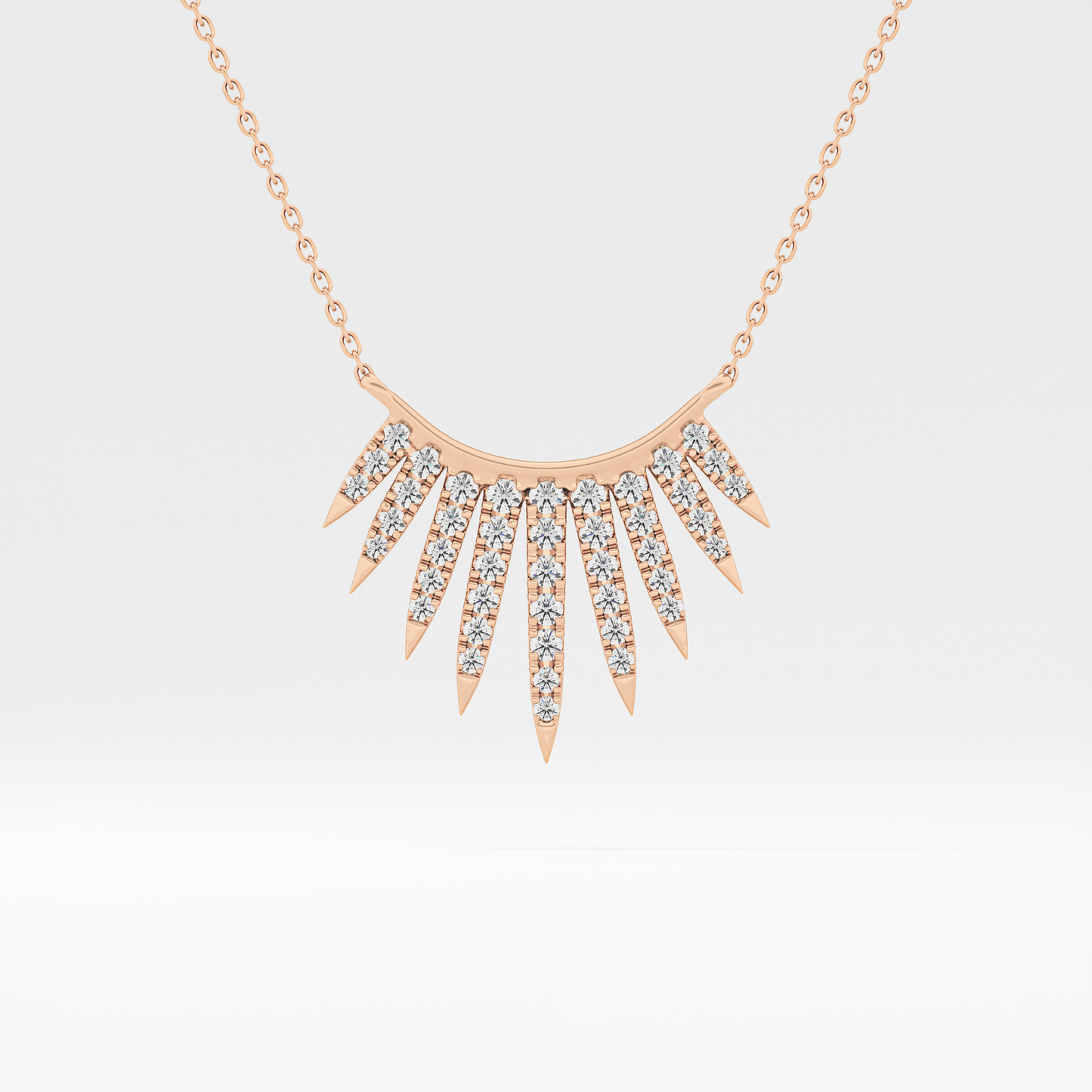 0.426 TCW Round Lab Grown Diamond Rising Sun Necklace