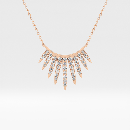 0.426 TCW Round Lab Grown Diamond Rising Sun Necklace