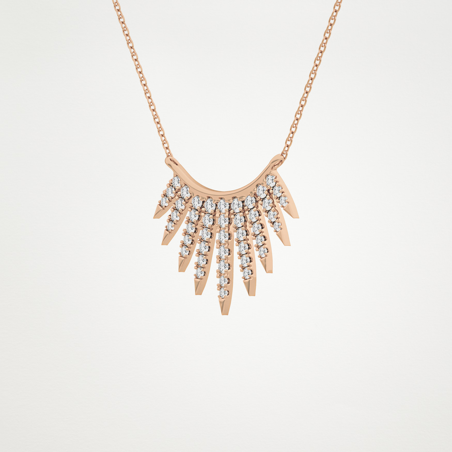 0.426 TCW Round Lab Grown Diamond Rising Sun Necklace
