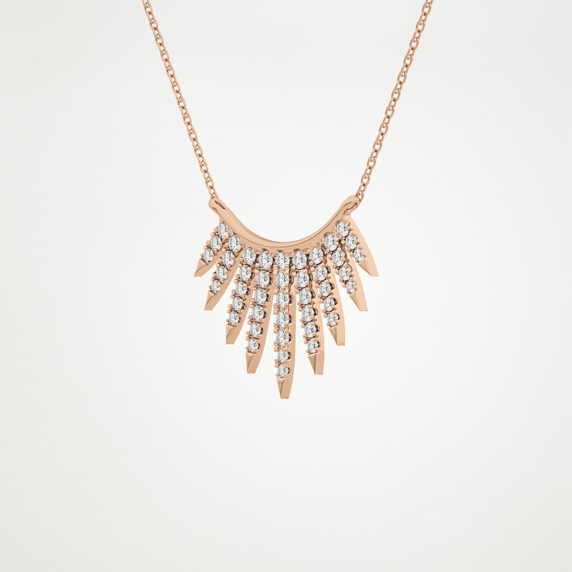 0.426 TCW Round Lab Grown Diamond Rising Sun Necklace