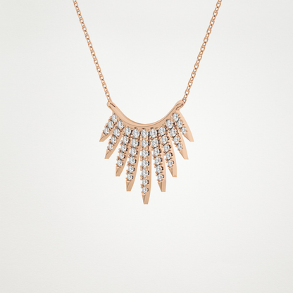 0.426 TCW Round Lab Grown Diamond Rising Sun Necklace