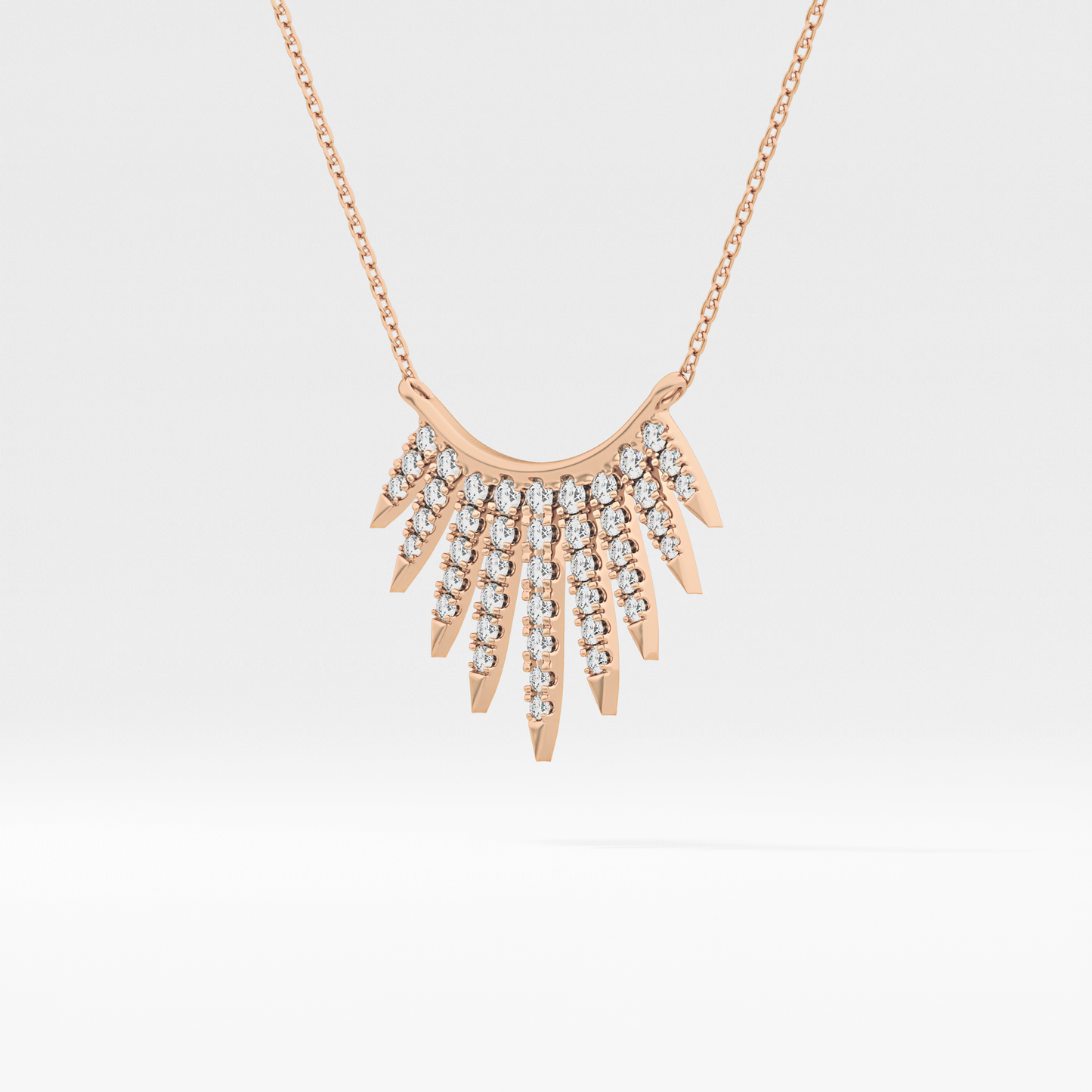 0.426 TCW Round Lab Grown Diamond Rising Sun Necklace