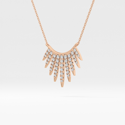 0.426 TCW Round Lab Grown Diamond Rising Sun Necklace