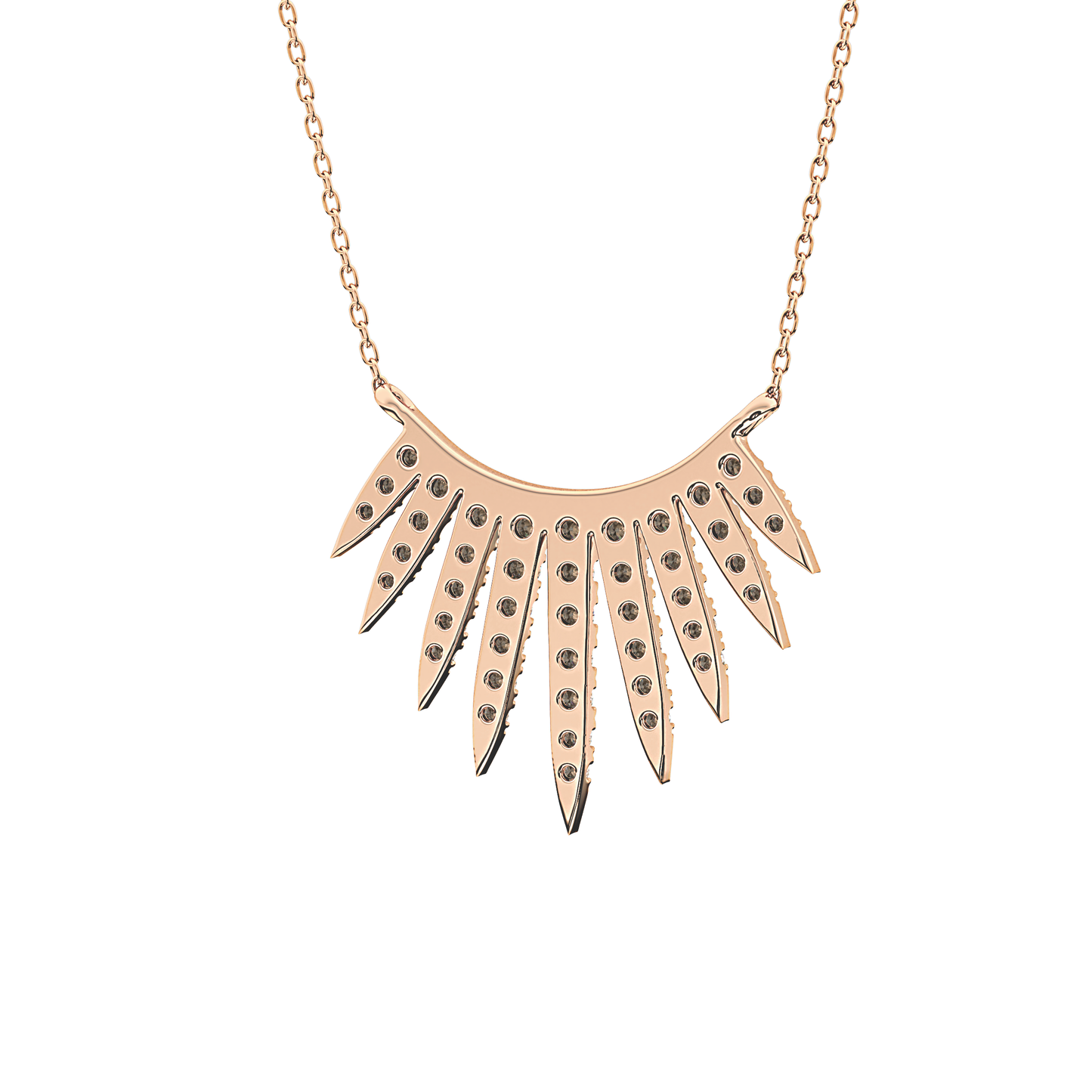 0.426 TCW Round Lab Grown Diamond Rising Sun Necklace